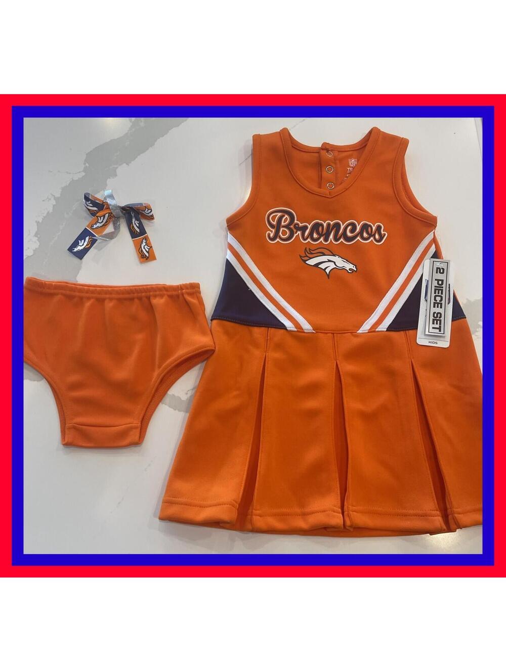 NEW NFL 2026 OFFICIALLY LICENSED DENVER BRONCOS 2 PIECE CHEERLEADER UNIFORM 4T